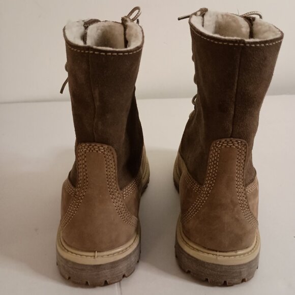 Timberland 2 Tone Tan Suede Sherpa Lined Boots Waterproof Women’s Size 8 - Picture 9 of 16
